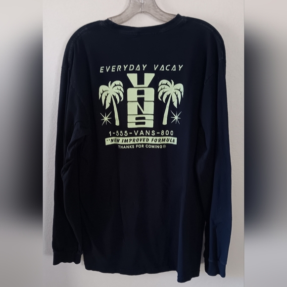 VANS Long Sleeve Graphic Tee T-shirt Black L Skater Surfer Beach Vacation - Picture 3 of 7